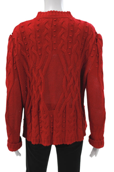 St John Collection Marie Gray Unisex Red Full Zip Cardigan Acrylic Wool Size 14
