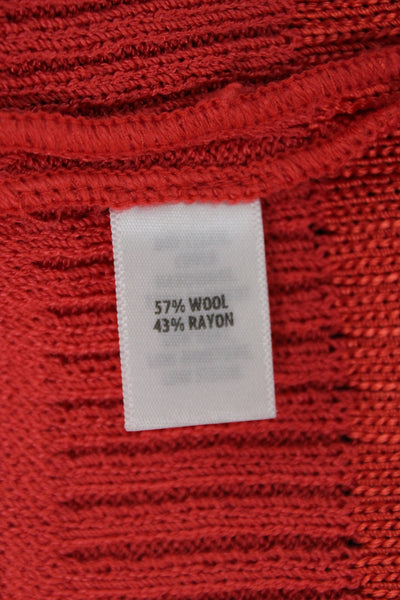 St. John Sport Unisex Cardigan Sweater Collared Striped Red Wool Rayon Size XL