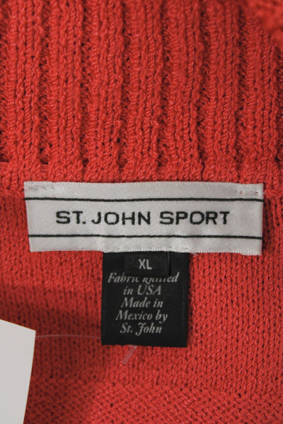 St. John Sport Unisex Cardigan Sweater Collared Striped Red Wool Rayon Size XL