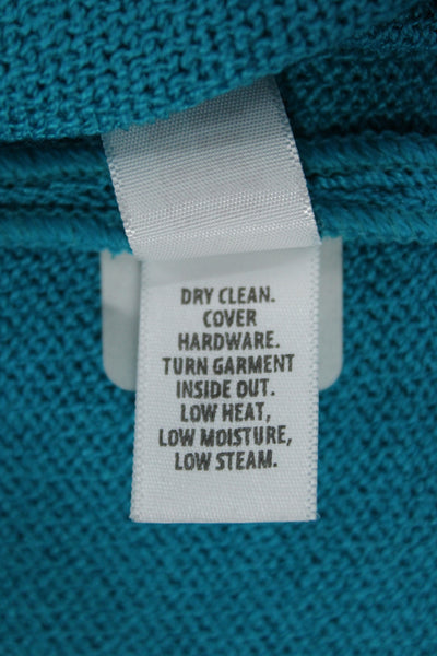 St. John Collection Womens Blue Tencel Blend Blazer Collared Button Size 16