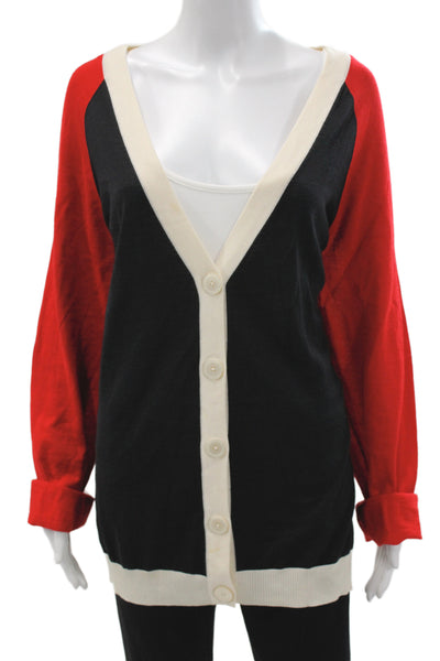 St. John Unisex Beige V-Neck Button Cardigan Wool Rayon Long Sleeve Size XL
