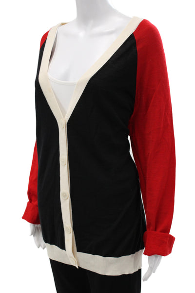 St. John Unisex Beige V-Neck Button Cardigan Wool Rayon Long Sleeve Size XL