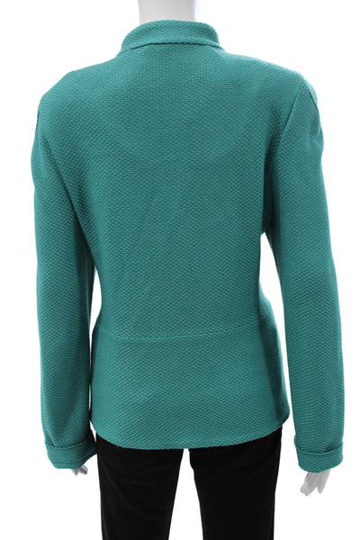 St. John Womens Green Button Mock Neck Blazer Long Sleeve Classic Size XL