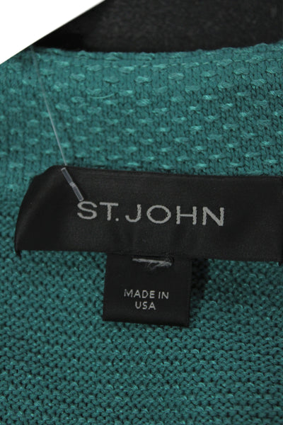 St. John Womens Green Button Mock Neck Blazer Long Sleeve Classic Size XL