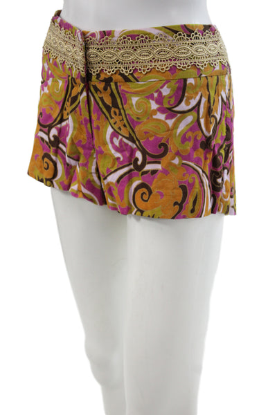 Milly Unisex Orange Paisley Bohemian Cotton Shorts Size 6