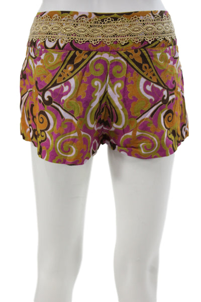 Milly Unisex Orange Paisley Bohemian Cotton Shorts Size 6