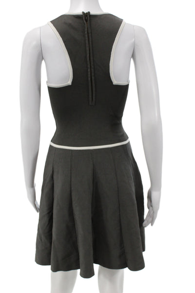 Parker Womens Fit & Flare Tank Dress Dark Gray Sleeveless Round Neck Size XS