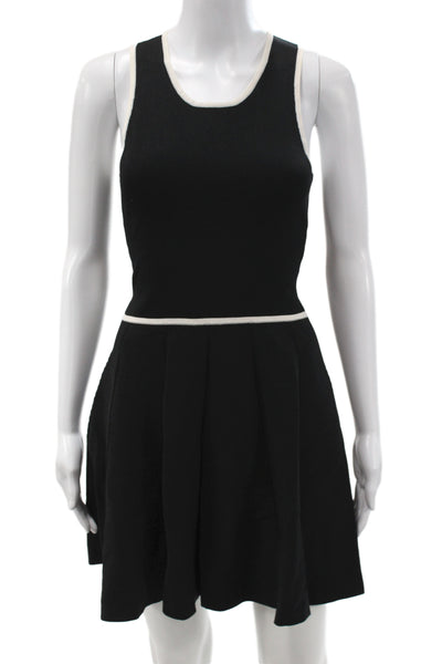 Parker Womens Fit & Flare Tank Dress Black Sleeveless Round Neck Zip Size XS