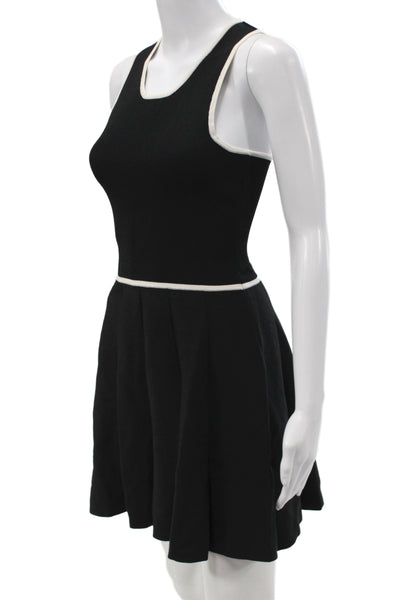 Parker Womens Fit & Flare Tank Dress Black Sleeveless Round Neck Zip Size XS