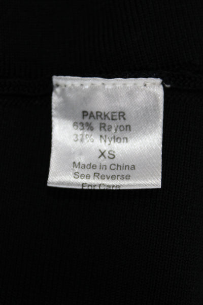Parker Womens Fit & Flare Tank Dress Black Sleeveless Round Neck Zip Size XS