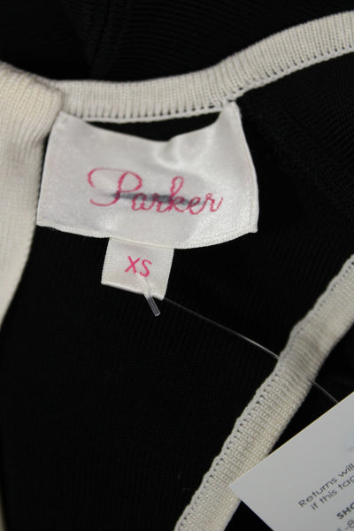 Parker Womens Fit & Flare Tank Dress Black Sleeveless Round Neck Zip Size XS