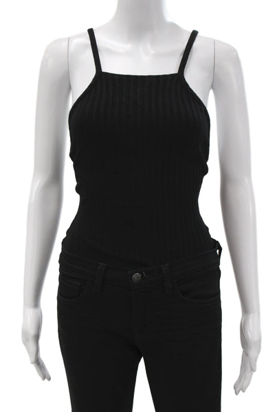 The Range Women Black Sleeveless Square Neck Jumpsuit Viscose Spandex Size XS