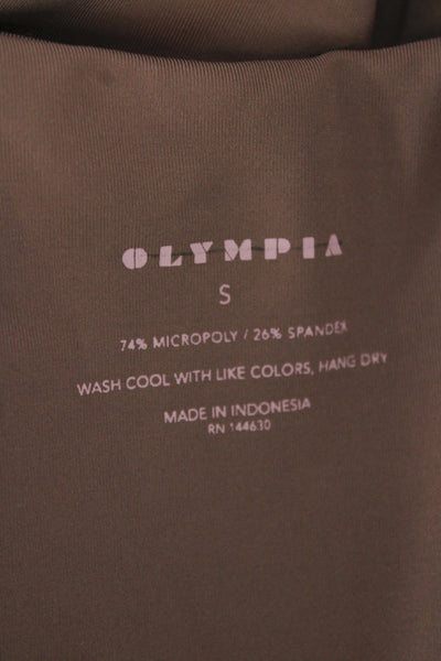 Olympia Womens One Piece Jumpsuit Brown Sleeveless Round Neck Beach Size S