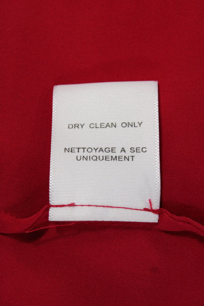 Joie Womens Red Silk Button Up Blouse Short Sleeve Round Neck Classic Size S
