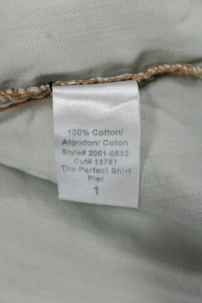 Current/Elliott Womens Light Blue Cotton Long Sleeve Button-Up Top Size 1