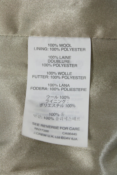 J Crew Womens Brown Check Wool Blazer Button Long Sleeve Classic Size 00