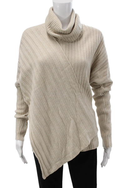 Lafayette 148 New York Unisex Beige Extrafine Wool Turtleneck Pullover Size S