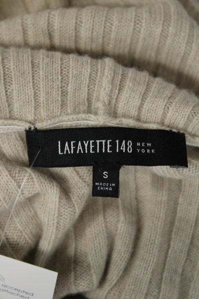 Lafayette 148 New York Unisex Beige Extrafine Wool Turtleneck Pullover Size S