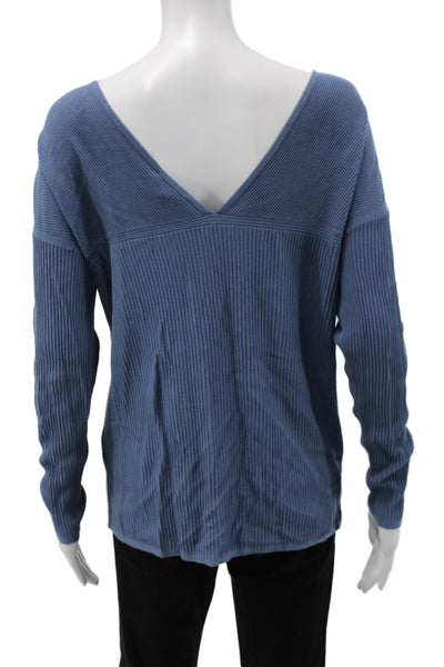 Lafayette 148 New York Unisex Striped Blue Pullover Sweater Long Sleeve Size S
