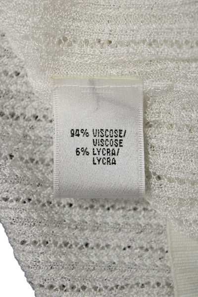 Lafayette 148 New York Unisex Cardigan White Striped V-Neck Size M