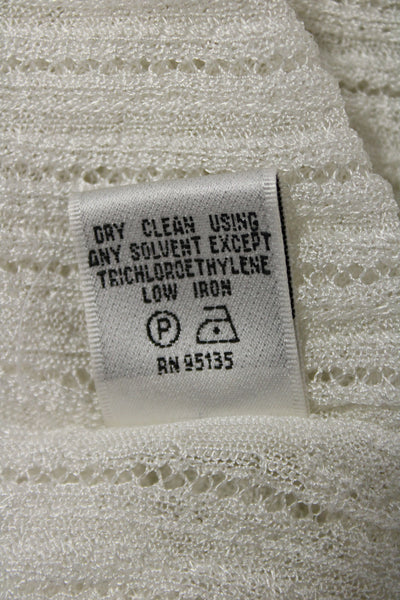 Lafayette 148 New York Unisex Cardigan White Striped V-Neck Size M