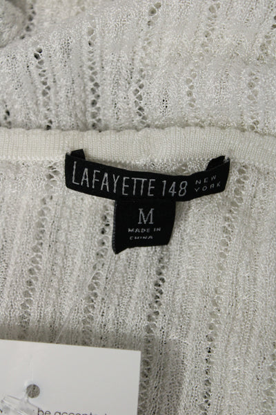 Lafayette 148 New York Unisex Cardigan White Striped V-Neck Size M