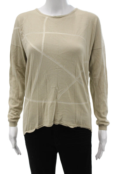 Lafayette 148 New York Womens Geometric Beige Long Sleeve Sweater Size S