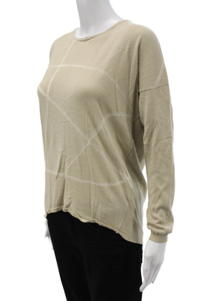 Lafayette 148 New York Womens Geometric Beige Long Sleeve Sweater Size S
