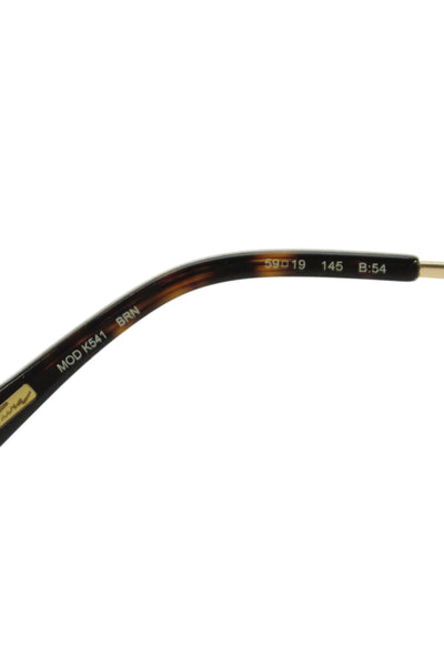 Kate Young For Tura Womens Gold Tone Brown Metal Plastic Octagon Sunglasses