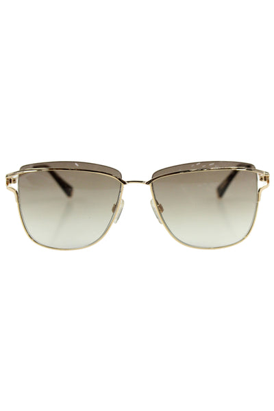 Kate Young For Tura Womens Gold Tone Brown Plastic Rimless Rounded Sunglasses