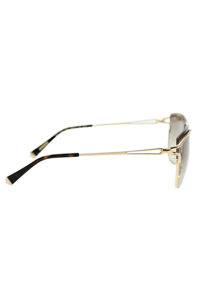 Kate Young For Tura Womens Gold Tone Brown Plastic Rimless Rounded Sunglasses
