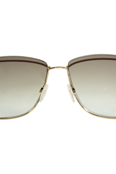 Kate Young For Tura Womens Gold Tone Brown Plastic Rimless Rounded Sunglasses