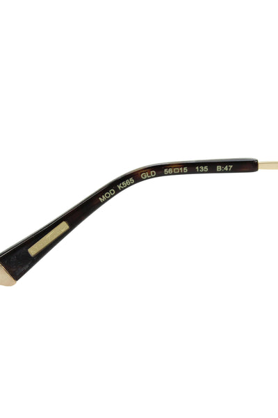 Kate Young For Tura Womens Gold Tone Brown Plastic Rimless Rounded Sunglasses
