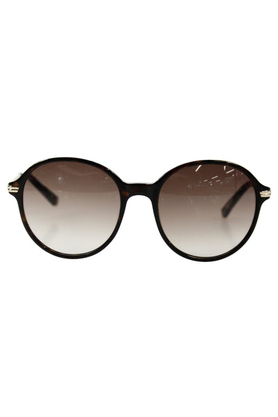 Kate Young For Tura Womens Gold Tone Black Metal Plastic Large Round Sunglasses