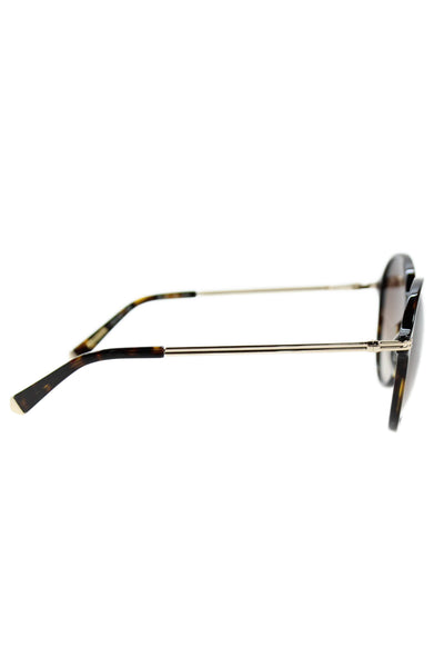 Kate Young For Tura Womens Gold Tone Black Metal Plastic Large Round Sunglasses