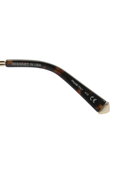Kate Young For Tura Womens Gold Tone Black Metal Plastic Large Round Sunglasses