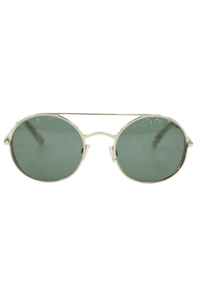 Kate Young For Tura Womens Silver Tone Black Metal Plastic Round Sunglasses