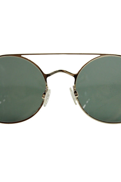 Kate Young For Tura Womens Silver Tone Black Metal Plastic Round Sunglasses