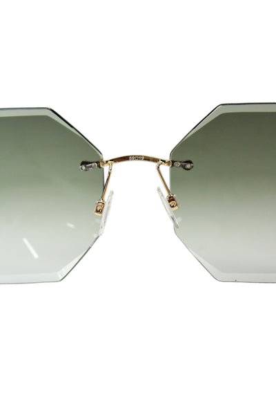 4622504 KY for Tura Womens Frameless Geometric Lens Sunglasses Green Gold