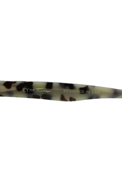KY for Tura Womens Silver Tone Grey Oval Lens Sunglasses Black