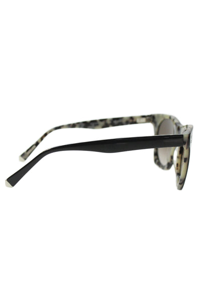 KY for Tura Womens Silver Tone Oval Frame Sunglasses Black Ivory