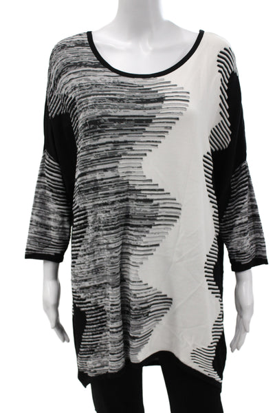 Joseph Ribkoff Women Tunic Blouse Black Lace-Up Long Sleeve Size M