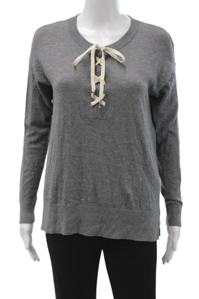 Joseph Ribkoff Women Tunic Blouse Black Lace-Up Long Sleeve Size M