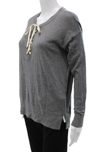 Joseph Ribkoff Women Tunic Blouse Black Lace-Up Long Sleeve Size M