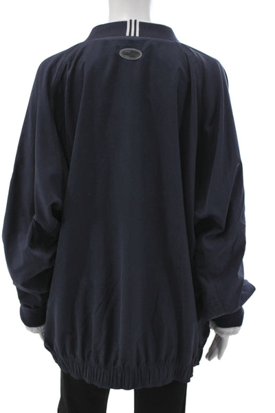 Adidas Mens Pullover Sweatshirts Dark Blue V Neck Long Sleeve Polyester Size XL