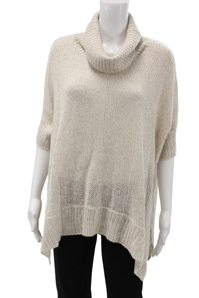 RD Unisex Pullover Sweater Turtleneck Short Sleeve Beige Size M