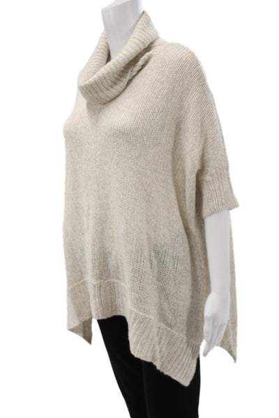 RD Unisex Pullover Sweater Turtleneck Short Sleeve Beige Size M