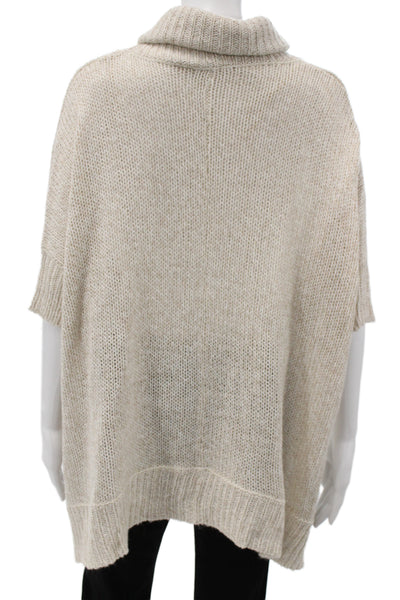 RD Unisex Pullover Sweater Turtleneck Short Sleeve Beige Size M