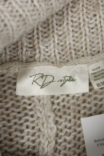 RD Unisex Pullover Sweater Turtleneck Short Sleeve Beige Size M