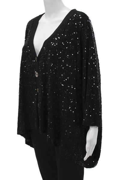 Karen Kane Unisex Cardigan Black V Neck 3/4 Sleeve Rayon Spandex Size XL